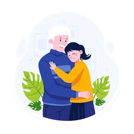 Father holding daughter  Illustration