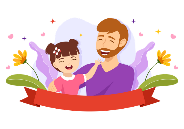 Father holding daughter  Illustration