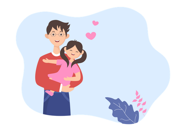 Father holding daughter  Illustration