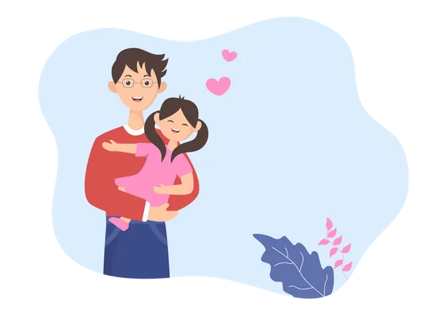 Father holding daughter  Illustration