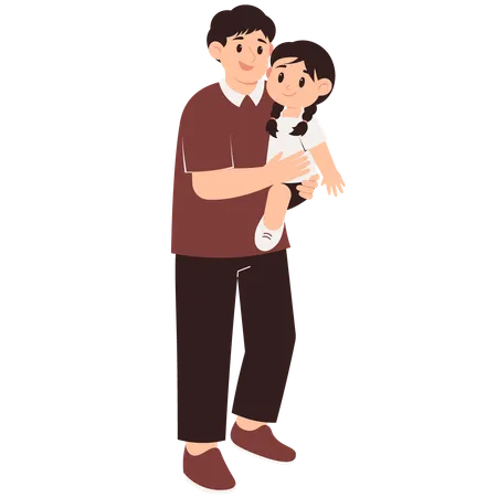 Father holding daughter  Illustration