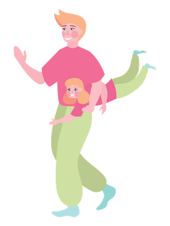 Father holding daughter in hand  Illustration