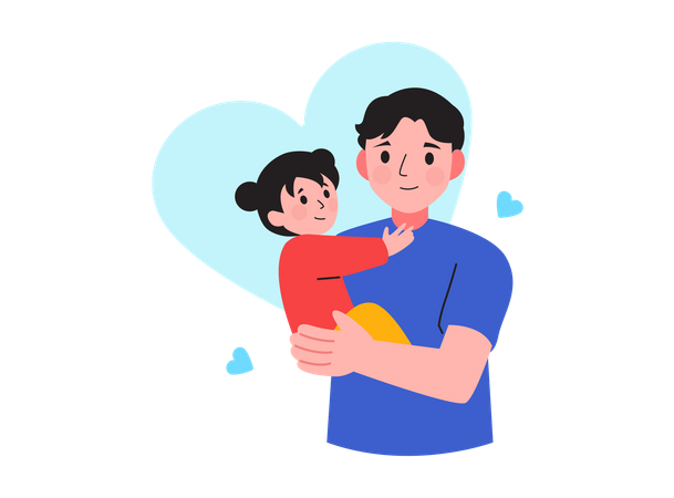 Father holding His Daughter  Illustration