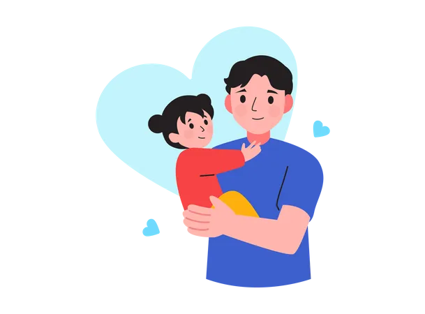 Father holding His Daughter  Illustration