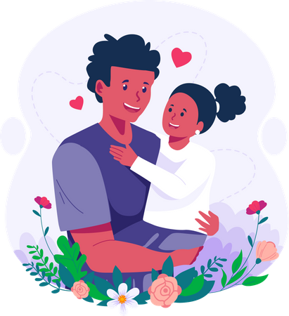 Father holding his daughter with love  Illustration