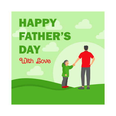 Father holding his son's hand  Illustration