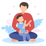 illustration dad holding child