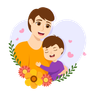 illustrations of dad holding child