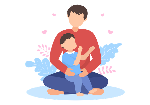 Father holding kid  Illustration