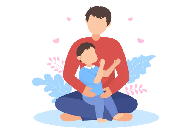 Father holding kid  Illustration