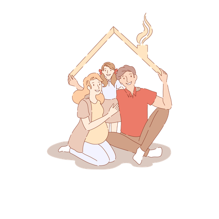 Father holding roof  Illustration