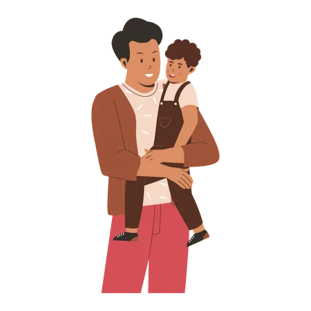 Father Holding Son Flat Illustration Concept Illustration