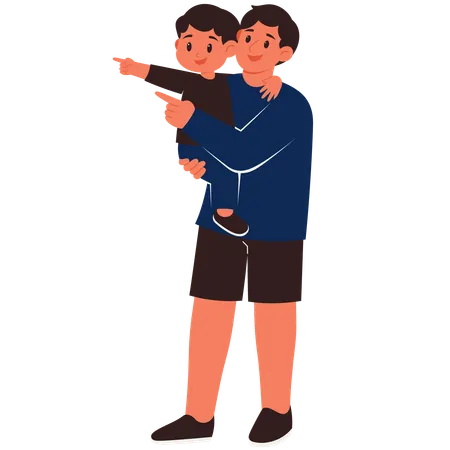 Father holding son  Illustration