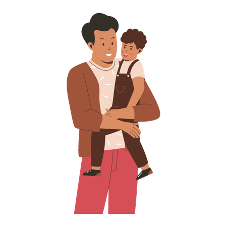 Father holding son  Illustration