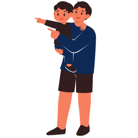 Father holding son  Illustration