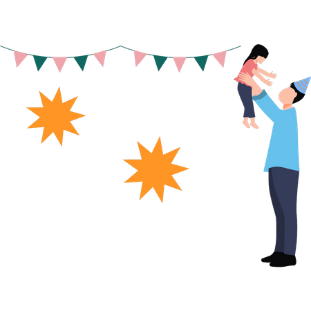 Father holding the child in hand  Illustration