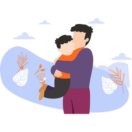 Father hugging baby  Illustration