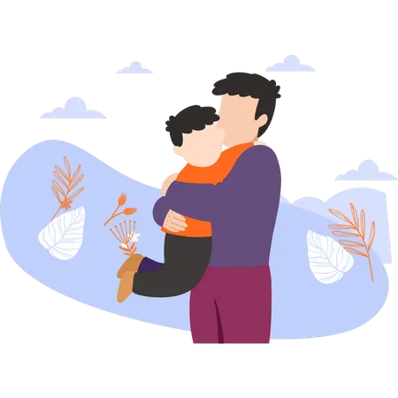 Father hugging baby  Illustration