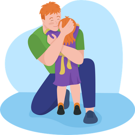 Father hugging daughter Illustration