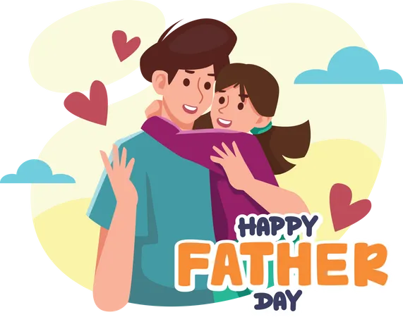 Father Hugging his Daughter  Illustration