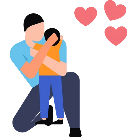 Father hugging his son  Illustration