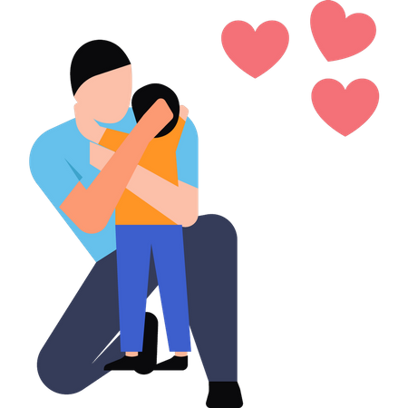 Father hugging his son  Illustration