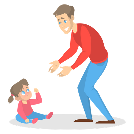 Father hugging little girl  Illustration