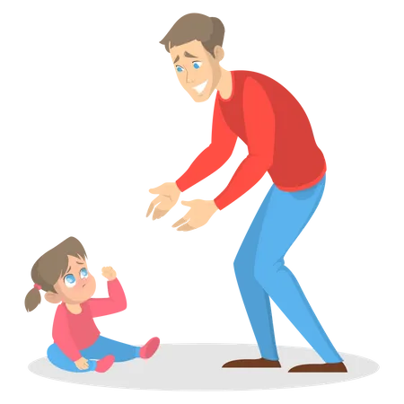 Father hugging little girl  Illustration