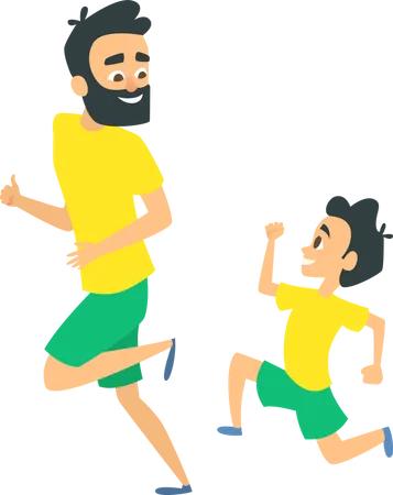 Father jogging with son  Illustration