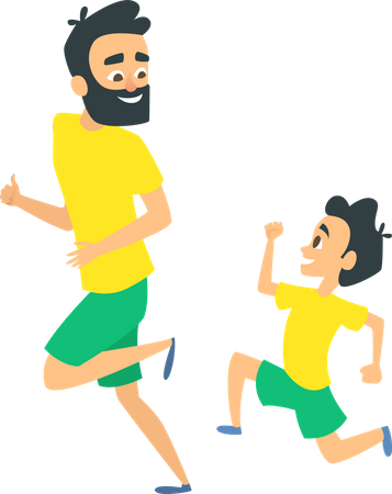 Father jogging with son  Illustration