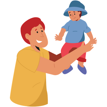 Father Lift the Baby Illustration