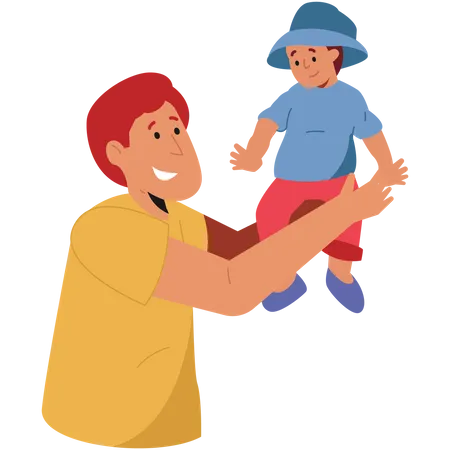 Father Lift the Baby Illustration
