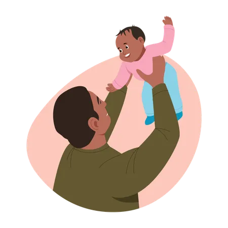Father lifting baby  Illustration