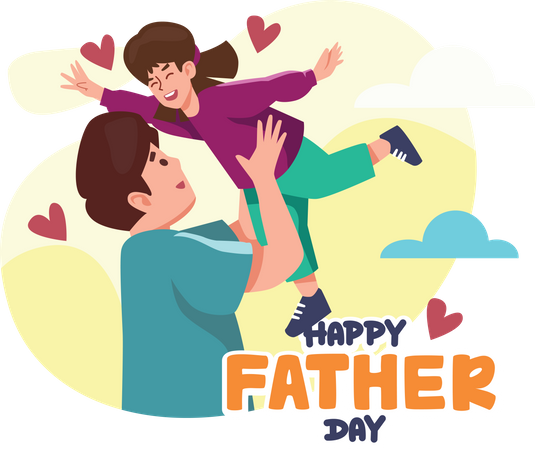 Father lifting his daughter  Illustration