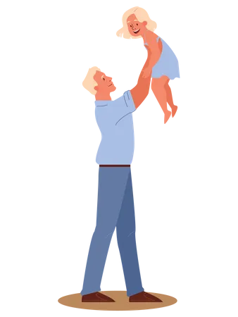 Father lifting his daughter  Illustration