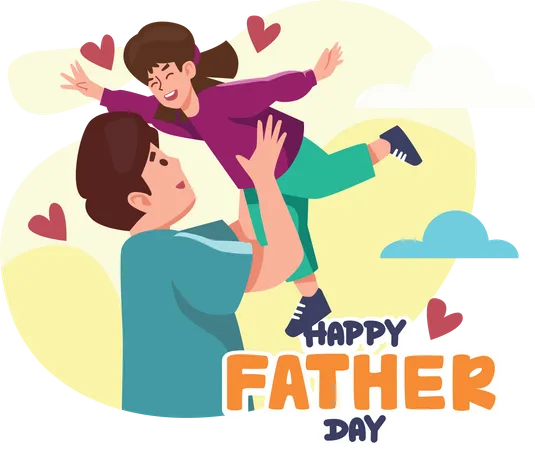 Father lifting his daughter  Illustration