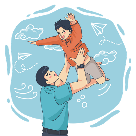 Father lifting his son  Illustration