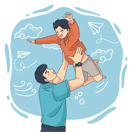 Father lifting his son  Illustration