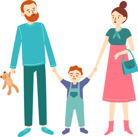 Father, mother and little son  Illustration