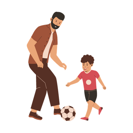 Father playing ball with son  Illustration