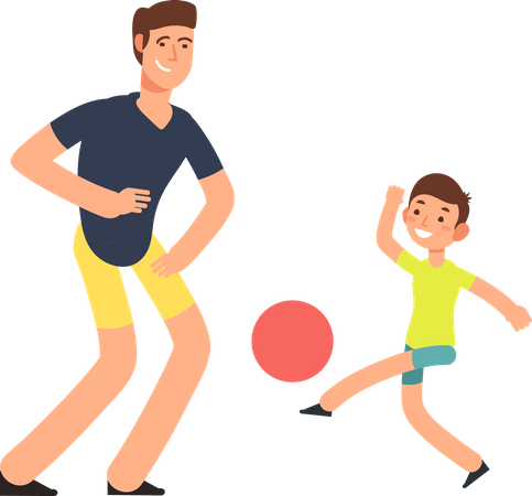Father playing ball with son Illustration