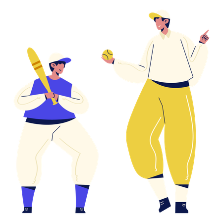 Father playing baseball with kid  Illustration