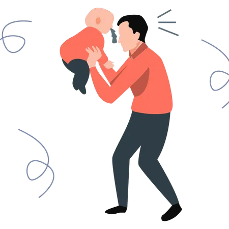 Father playing with child  Illustration