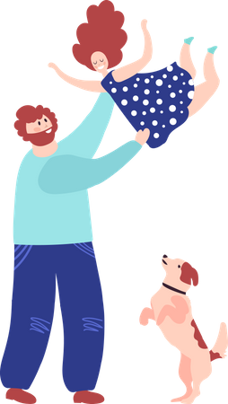 Father playing with daughter  Illustration