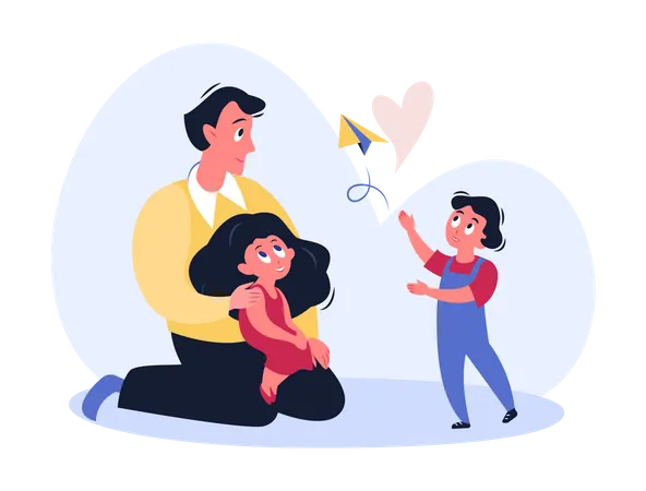 Father Playing With Daughter  Illustration