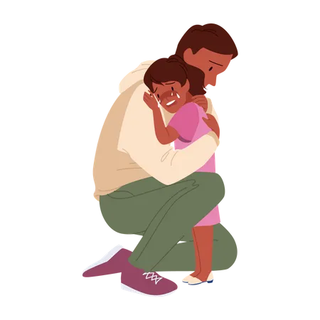 Father Playing With Daughter  Illustration