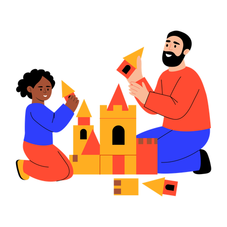 Father playing with daughter  Illustration