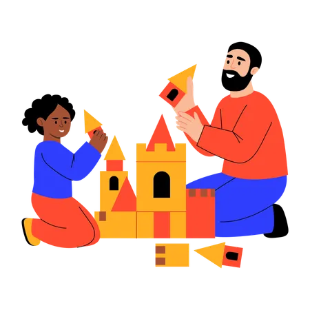 Father playing with daughter  Illustration