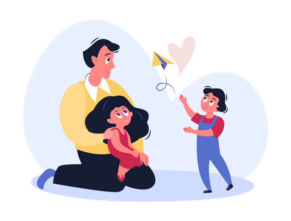 Father Playing With Daughter  Illustration