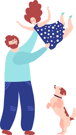 Father playing with daughter  Illustration